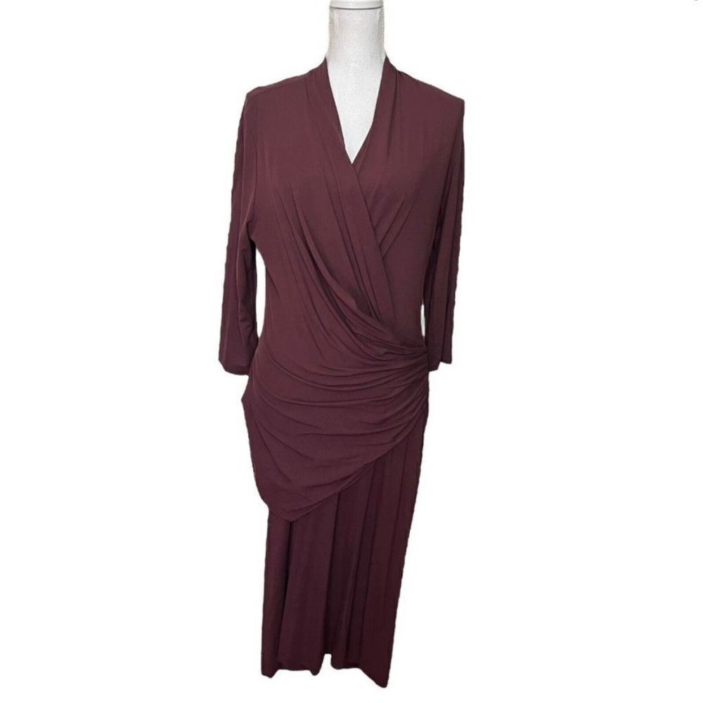MM Lafleur Casey Faux Wrap Midi Dress in Chestnut Sheath Career Women’s Size XS